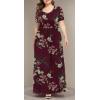 imageLONGYUAN Womens Plus Size Maxi Dresses for Curvy Women Summer Short Sleeve Casual 2025 Long Dress XL6XLFloral Wine Red