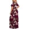 imageLONGYUAN Womens Plus Size Maxi Dresses for Curvy Women Summer Short Sleeve Casual 2025 Long Dress XL6XLFloral Wine Red