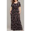imageLONGYUAN Womens Plus Size Maxi Dresses for Curvy Women Summer Short Sleeve Casual 2025 Long Dress XL6XLFlowergypsophila Black