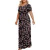 imageLONGYUAN Womens Plus Size Maxi Dresses for Curvy Women Summer Short Sleeve Casual 2025 Long Dress XL6XLFlowergypsophila Black