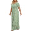 imageLONGYUAN Womens Plus Size Maxi Dresses for Curvy Women Summer Short Sleeve Casual 2025 Long Dress XL6XLGreen Flowers