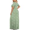 imageLONGYUAN Womens Plus Size Maxi Dresses for Curvy Women Summer Short Sleeve Casual 2025 Long Dress XL6XLGreen Flowers