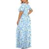 imageLONGYUAN Womens Plus Size Maxi Dresses for Curvy Women Summer Short Sleeve Casual 2025 Long Dress XL6XLJalight Blue