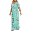 imageLONGYUAN Womens Plus Size Maxi Dresses for Curvy Women Summer Short Sleeve Casual 2025 Long Dress XL6XLMint Green