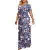 imageLONGYUAN Womens Plus Size Maxi Dresses for Curvy Women Summer Short Sleeve Casual 2025 Long Dress XL6XLMixed Blue Redflower