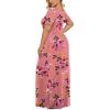 imageLONGYUAN Womens Plus Size Maxi Dresses for Curvy Women Summer Short Sleeve Casual 2025 Long Dress XL6XLMolasses Red