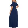 imageLONGYUAN Womens Plus Size Maxi Dresses for Curvy Women Summer Short Sleeve Casual 2025 Long Dress XL6XLNavy Blue