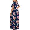 imageLONGYUAN Womens Plus Size Maxi Dresses for Curvy Women Summer Short Sleeve Casual 2025 Long Dress XL6XLNavy Blue Flower