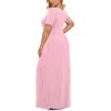 imageLONGYUAN Womens Plus Size Maxi Dresses for Curvy Women Summer Short Sleeve Casual 2025 Long Dress XL6XLPink