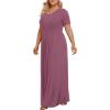 imageLONGYUAN Womens Plus Size Maxi Dresses for Curvy Women Summer Short Sleeve Casual 2025 Long Dress XL6XLPurple Red