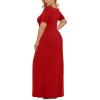 imageLONGYUAN Womens Plus Size Maxi Dresses for Curvy Women Summer Short Sleeve Casual 2025 Long Dress XL6XLRed