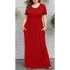 imageLONGYUAN Womens Plus Size Maxi Dresses for Curvy Women Summer Short Sleeve Casual 2025 Long Dress XL6XLRed