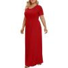 imageLONGYUAN Womens Plus Size Maxi Dresses for Curvy Women Summer Short Sleeve Casual 2025 Long Dress XL6XLRed