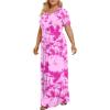 imageLONGYUAN Womens Plus Size Maxi Dresses for Curvy Women Summer Short Sleeve Casual 2025 Long Dress XL6XLRed Tiedye