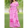 imageLONGYUAN Womens Plus Size Maxi Dresses for Curvy Women Summer Short Sleeve Casual 2025 Long Dress XL6XLRed Tiedye