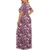 imageLONGYUAN Womens Plus Size Maxi Dresses for Curvy Women Summer Short Sleeve Casual 2025 Long Dress XL6XLRedpurple Flower