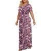 imageLONGYUAN Womens Plus Size Maxi Dresses for Curvy Women Summer Short Sleeve Casual 2025 Long Dress XL6XLRedpurple Flower