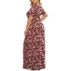 imageLONGYUAN Womens Plus Size Maxi Dresses for Curvy Women Summer Short Sleeve Casual 2025 Long Dress XL6XLVermilionplum Blossom