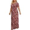 imageLONGYUAN Womens Plus Size Maxi Dresses for Curvy Women Summer Short Sleeve Casual 2025 Long Dress XL6XLVermilionplum Blossom