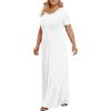 imageLONGYUAN Womens Plus Size Maxi Dresses for Curvy Women Summer Short Sleeve Casual 2025 Long Dress XL6XLWhite