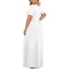 imageLONGYUAN Womens Plus Size Maxi Dresses for Curvy Women Summer Short Sleeve Casual 2025 Long Dress XL6XLWhite