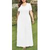 imageLONGYUAN Womens Plus Size Maxi Dresses for Curvy Women Summer Short Sleeve Casual 2025 Long Dress XL6XLWhite