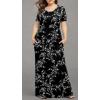 imageLONGYUAN Womens Plus Size Maxi Dresses for Curvy Women Summer Short Sleeve Casual 2025 Long Dress XL6XLWhite Black Flower