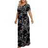 imageLONGYUAN Womens Plus Size Maxi Dresses for Curvy Women Summer Short Sleeve Casual 2025 Long Dress XL6XLWhite Black Flower