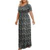 imageLONGYUAN Womens Plus Size Maxi Dresses for Curvy Women Summer Short Sleeve Casual 2025 Long Dress XL6XLWhite Daisy