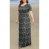 imageLONGYUAN Womens Plus Size Maxi Dresses for Curvy Women Summer Short Sleeve Casual 2025 Long Dress XL6XLWhite Daisy