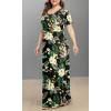 imageLONGYUAN Womens Plus Size Maxi Dresses for Curvy Women Summer Short Sleeve Casual 2025 Long Dress XL6XLYellow Green Lily