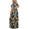 imageLONGYUAN Womens Plus Size Maxi Dresses for Curvy Women Summer Short Sleeve Casual 2025 Long Dress XL6XLYellow Leafnavy Blue