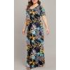 imageLONGYUAN Womens Plus Size Maxi Dresses for Curvy Women Summer Short Sleeve Casual 2025 Long Dress XL6XLYellow Leafnavy Blue