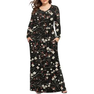 imageLONGYUAN Womens Plus Size Maxi Dresses for Curvy Women Casual Long Dress XL6XLBlack Winter Fl