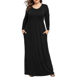 imageLONGYUAN Womens Plus Size Maxi Dresses for Curvy Women Casual Long Dress XL6XLBlacksleeve