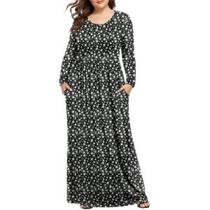 imageLONGYUAN Womens Plus Size Maxi Dresses for Curvy Women Casual Long Dress XL6XLBlackwhite Daisy
