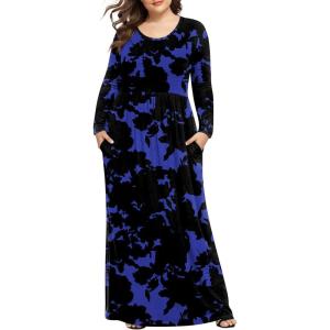 imageLONGYUAN Womens Plus Size Maxi Dresses for Curvy Women Casual Long Dress XL6XLBlue Flowers