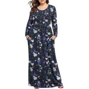 imageLONGYUAN Womens Plus Size Maxi Dresses for Curvy Women Casual Long Dress XL6XLBlue Purple Fl