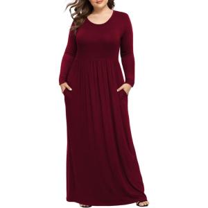 imageLONGYUAN Womens Plus Size Maxi Dresses for Curvy Women Casual Long Dress XL6XLBurgundysleeve