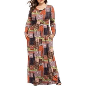 imageLONGYUAN Womens Plus Size Maxi Dresses for Curvy Women Casual Long Dress XL6XLColor Block Mixing