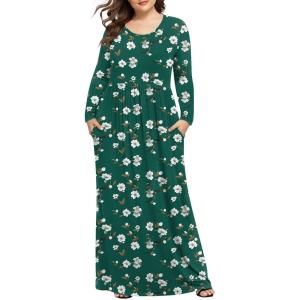 imageLONGYUAN Womens Plus Size Maxi Dresses for Curvy Women Casual Long Dress XL6XLGreen Begonia Fl