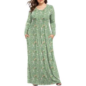imageLONGYUAN Womens Plus Size Maxi Dresses for Curvy Women Casual Long Dress XL6XLGreen Flowers