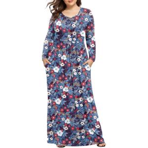 imageLONGYUAN Womens Plus Size Maxi Dresses for Curvy Women Casual Long Dress XL6XLMixed Blue Redflower