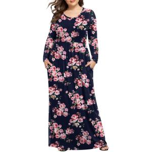 imageLONGYUAN Womens Plus Size Maxi Dresses for Curvy Women Casual Long Dress XL6XLPurplish Blue Fl