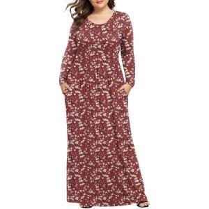 imageLONGYUAN Womens Plus Size Maxi Dresses for Curvy Women Casual Long Dress XL6XLRedwhite Fl