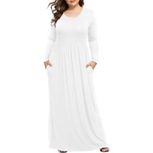 imageLONGYUAN Womens Plus Size Maxi Dresses for Curvy Women Casual Long Dress XL6XLWhitesleeve