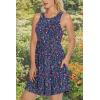 imageLONGYUAN Sundress Hawaiian Dresses for Women 2025 Summer Tank Dress Cover up with Pockets S3XLNavy Blue Floral