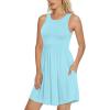 imageLONGYUAN Sundress Hawaiian Dresses for Women 2025 Summer Tank Dress Cover up with Pockets S3XLSky Blue