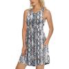 imageLONGYUAN Sundress Hawaiian Dresses for Women 2025 Summer Tank Dress Cover up with Pockets S3XLSnake Print White