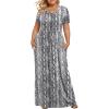 imageLONGYUAN Womens Plus Size Maxi Dresses for Curvy Women Summer Short Sleeve Casual 2025 Long Dress XL6XLSnake Print White